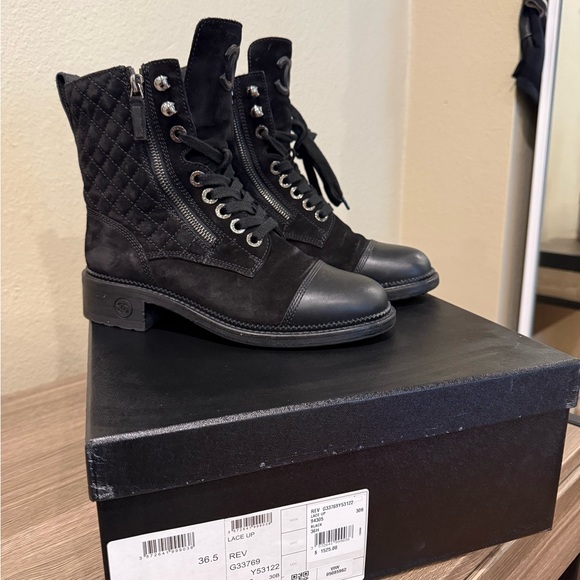 Chanel Interlocking CC Logo Combat Boots - Picture 1 of 6